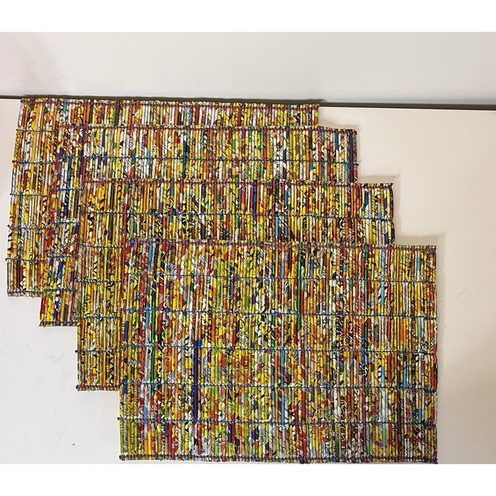 Handmade Minimalistic Placemats Made Of Rolled Snack Bags 18" x 13" Set of 4